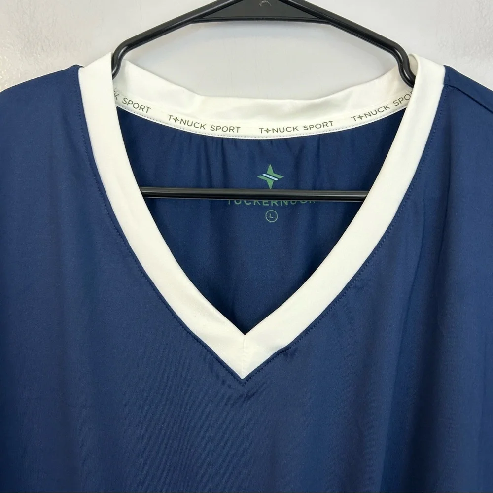 NWT Tuckernuck Sport Navy Blue Knotty Maya Tie Waist Top  Size Large - Picture 12 of 14